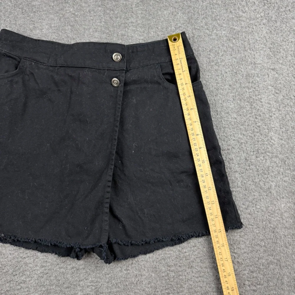 Lone Star Black Cotton Denim‎ Wrap Front Skort Raw Hem Medium